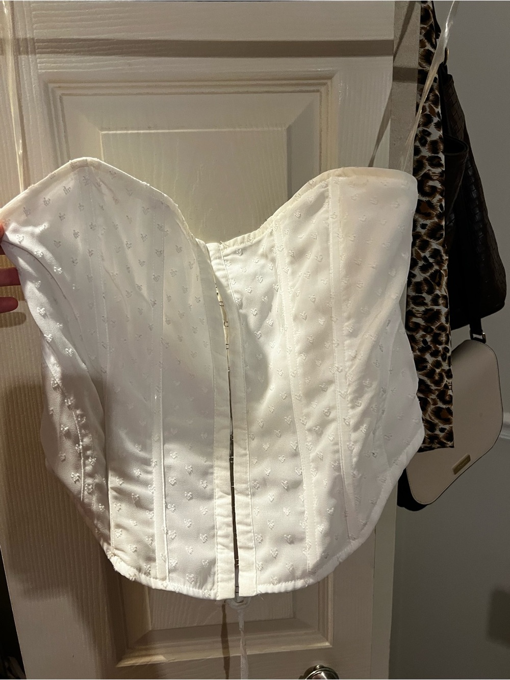 Kendall & Kylie White Strapless Corset Crop Top